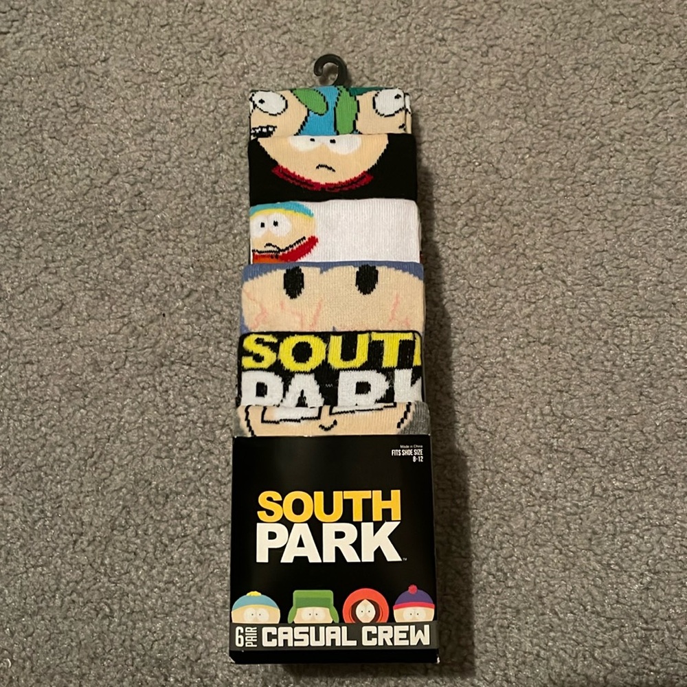 South Park Casual Crew Socks (6 pack) Size Men 8-12